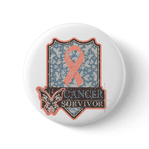 Uterine Cancer Survivor Vintage Butterfly Buttons