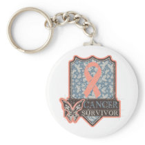 Uterine Cancer Survivor Vintage Butterfly Keychain