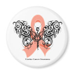 Uterine Cancer Tribal Butterfly Ribbon magnets