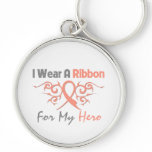 Uterine Cancer Tribal Deco Ribbon Hero keychains