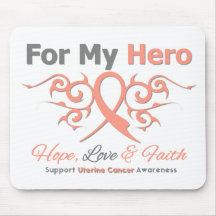 Uterine Cancer Tribal Ribbon Hero Mouse Pad