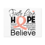 Uterine Cancer Typographic Faith Love Hope postcards
