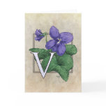 V for Violets Flower Monogram Greeting Cards