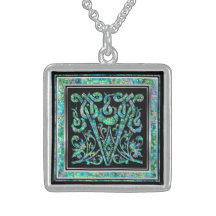 V Initial Monogram "Masselle Blue" Necklace