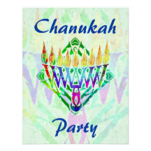 V Menorah Chanukah Party Invitations