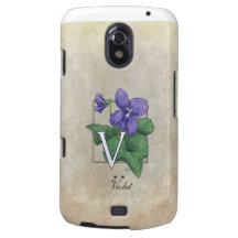V pour le monogramme violet de fleur coque samsung galaxy nexus