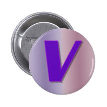 V purple monogram pin