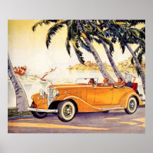 Vacances de famille vintages dans une voiture conv posters