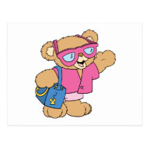 vacation diva girl teddy bear design postcard