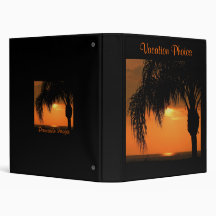 Vacation Photos, tropical beach sunset 3 Ring Binders