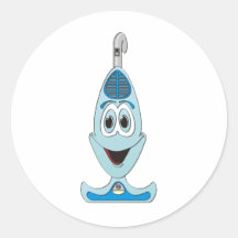 Vaccum Cartoon Blue Stickers