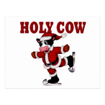 Vache de patinage à Noël Carte Postale