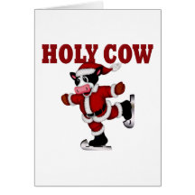 Vache de patinage à Noël Cartes De Vœux