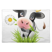 Vache du Holstein dans l'herbe Set De Table