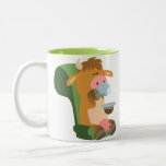 Vache mignonne à bande dessinée et une tasse intér tasses