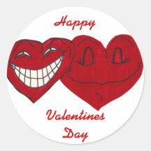 valentine artwork5, Happy, ValentinesDay Round Stickers