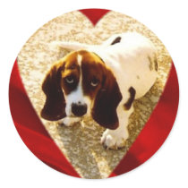 Valentine Bassett Hound Stickers