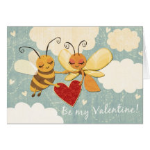 Valentine Bee & Butterfly Greeting Card