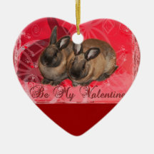 Valentine Bunnies: Be My Valentine Christmas Ornament