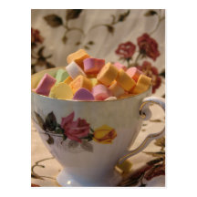 Valentine Candy and Rose Teacup Postcards