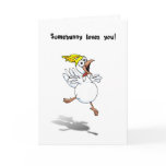 Valentine Chicken with Bunny Hat! Greeting Cards