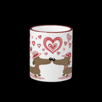 Valentine Dachshunds LOVE YOU! mug mugs