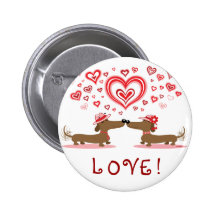 Valentine Dachshunds Pinback Buttons