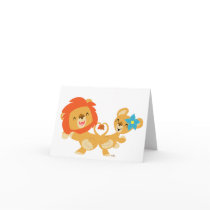 Valentine dancing lion couple notecard