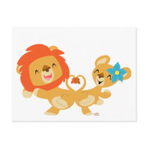 Valentine dancing lion couple postcard