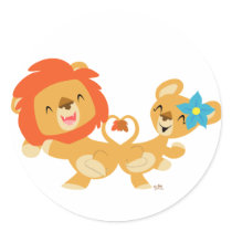 Valentine dancing lion couple sticker