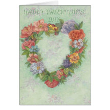 VALENTINE DAY FLORAL HEART WREATH CARDS