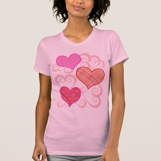 Valentine Day Swirly Plaid Hearts T-Shirts