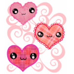 Valentine Day Swirly Plaid Kawaii Hearts T-Shirts