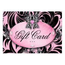 Valentine Fashion Gift Card Zebra Bow Pink Silver