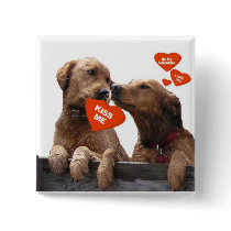 VALENTINE GOLDEN RETRIEVER KISS ME BE MINE PINS
