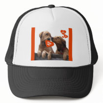 VALENTINE GOLDEN RETRIEVER KISS ME BE MINE MESH HAT