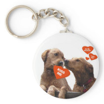 VALENTINE GOLDEN RETRIEVER KISS ME BE MINE KEY CHAINS