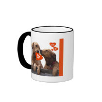 VALENTINE GOLDEN RETRIEVER KISS ME BE MINE COFFEE MUGS