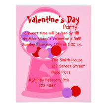 Valentine Gumball Machine Custom Invitation