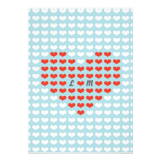Valentine Hearts Wedding (Red + Sky Blue) Personalized Announcements