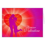 Valentine kiss "forever"  Fiancé red glow card