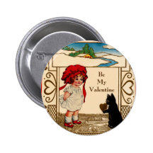 Valentine Kitty Pinback Buttons