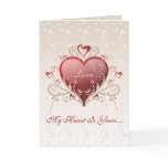 Valentine Love - Big Shiny Heart Gold Scroll Card