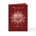 Valentine Love - Red Heart Gold Scroll Card