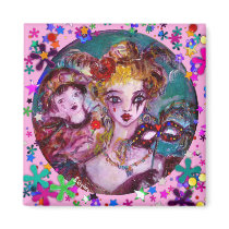 VALENTINE MASQUERADE MASKS ,CONFETTI,pink purple Magnets