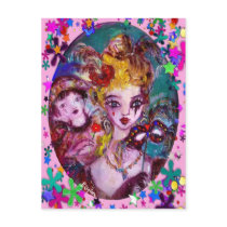 VALENTINE MASQUERADE MASKS ,CONFETTI,pink purple Postcard