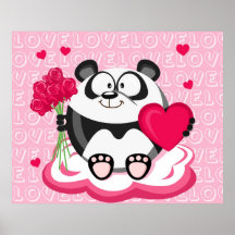 Valentine panda in love February Print