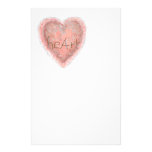 Valentine Pink Heart Custom Stationery
