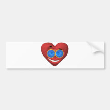 Valentine smiley wearing groovy sun glasses bumper sticker