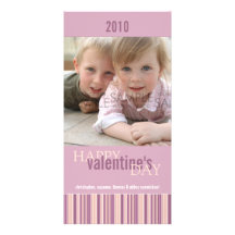 Valentine Stripes :: Valentine's Day Photocard Customized Photo Card